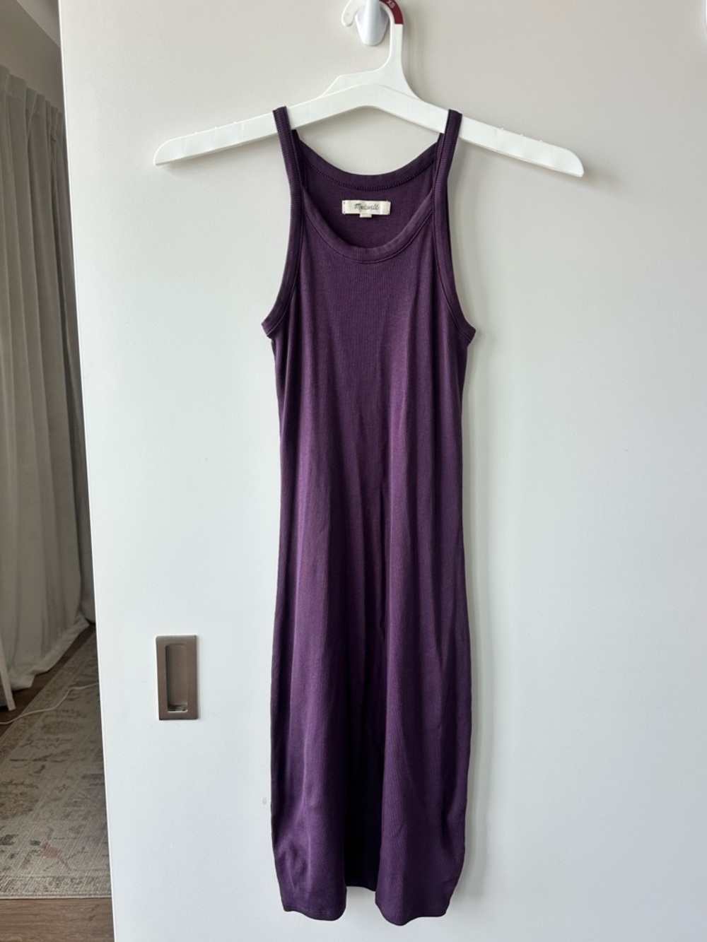Madewell Plum Ribbed Tank Midi Dress